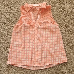 Candie's Peach and White Checkered Tank Top